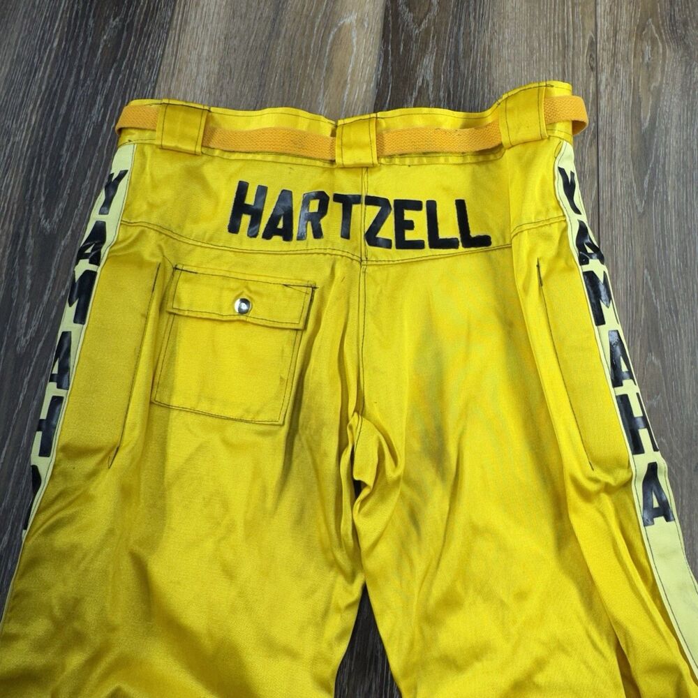 Vintage 70s Yamaha Motocross Pants Mens 38 x 28 Yellow Nylon Racing MX Padded